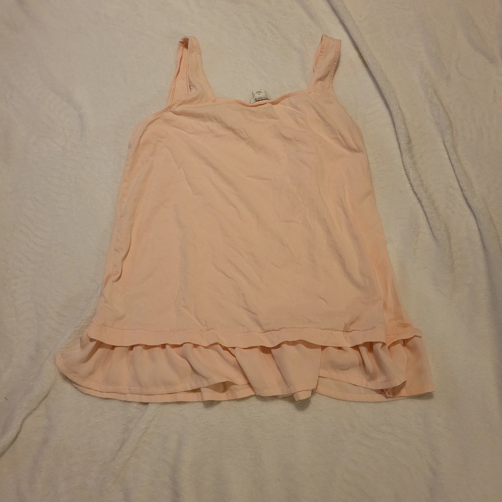 J.Crew Peach Ruffle Hem Square Neck Cotton Tank Top M M0203 - Picture 6 of 6